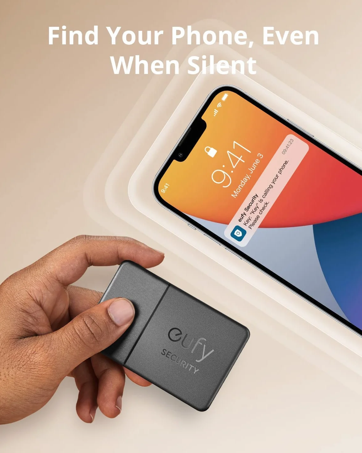 eufy Security SmartTrack Card Bluetooth Key Finder, współpracuje z Apple Find My, żywotność baterii do 3 lat, grubość 2,4 mm