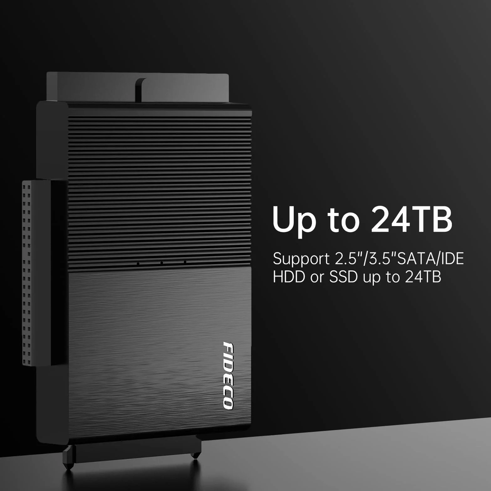 FIDECO USB 3.0 Dysk twardy Adapter dla 2,5 cala HDD/SSD, konwerter SATA i IDE z zasilaniem DC 12V 2A