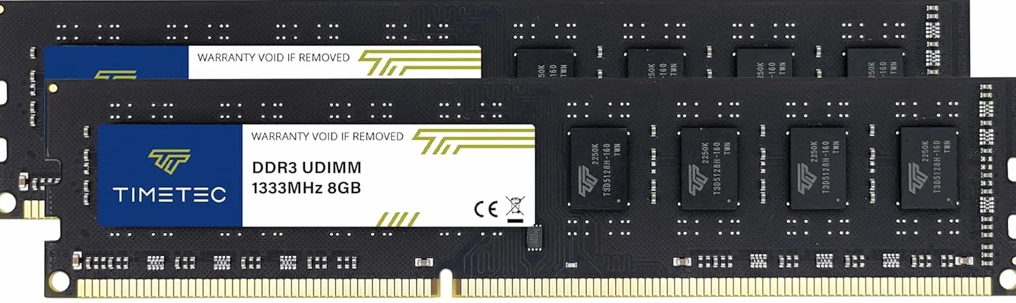 Timetec 16 GB (2x8 GB) DDR3 1333 MHz PC3-10600 Non-ECC, niebuforowany 1,35 V CL9 2Rx8 Podwójna ranga 240-pinowy UDIMM PC Komputer stacjonarny Pamięć RAM Moduł aktualizacji (16 GB ZESTAW (2x8 GB))