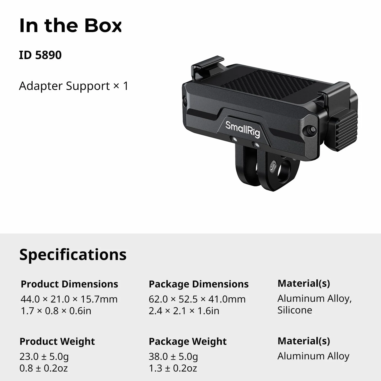 SMALLRIG Magnetyczny uchwyt adaptera z podwójnym mocowaniem do DJI Osmo Action 6/Osmo Nano, dwukierunkowy magnetyczny uchwyt szybkozłączki składany z 2-bolcowym mocowaniem - 5890