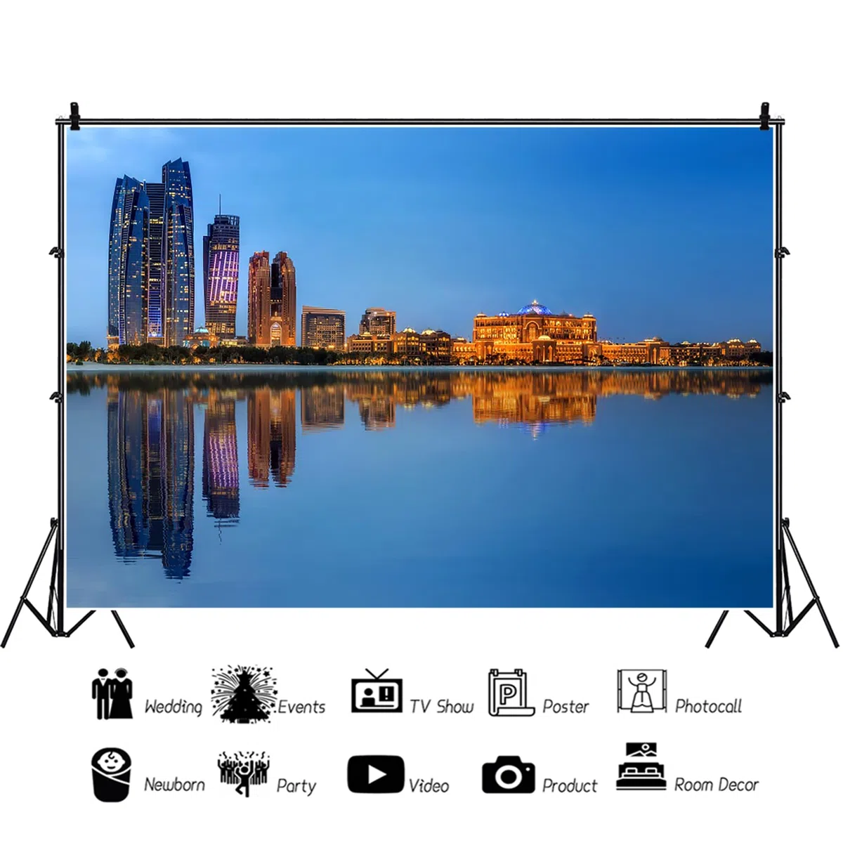 Krajobraz miasta tło 3,7 x 3 m winyl nowoczesny budynek miejski nocny widok miasto panorama krajobraz fotografia tło rzeka miasto neon nocny widok tło portret sesja zdjęciowa studio