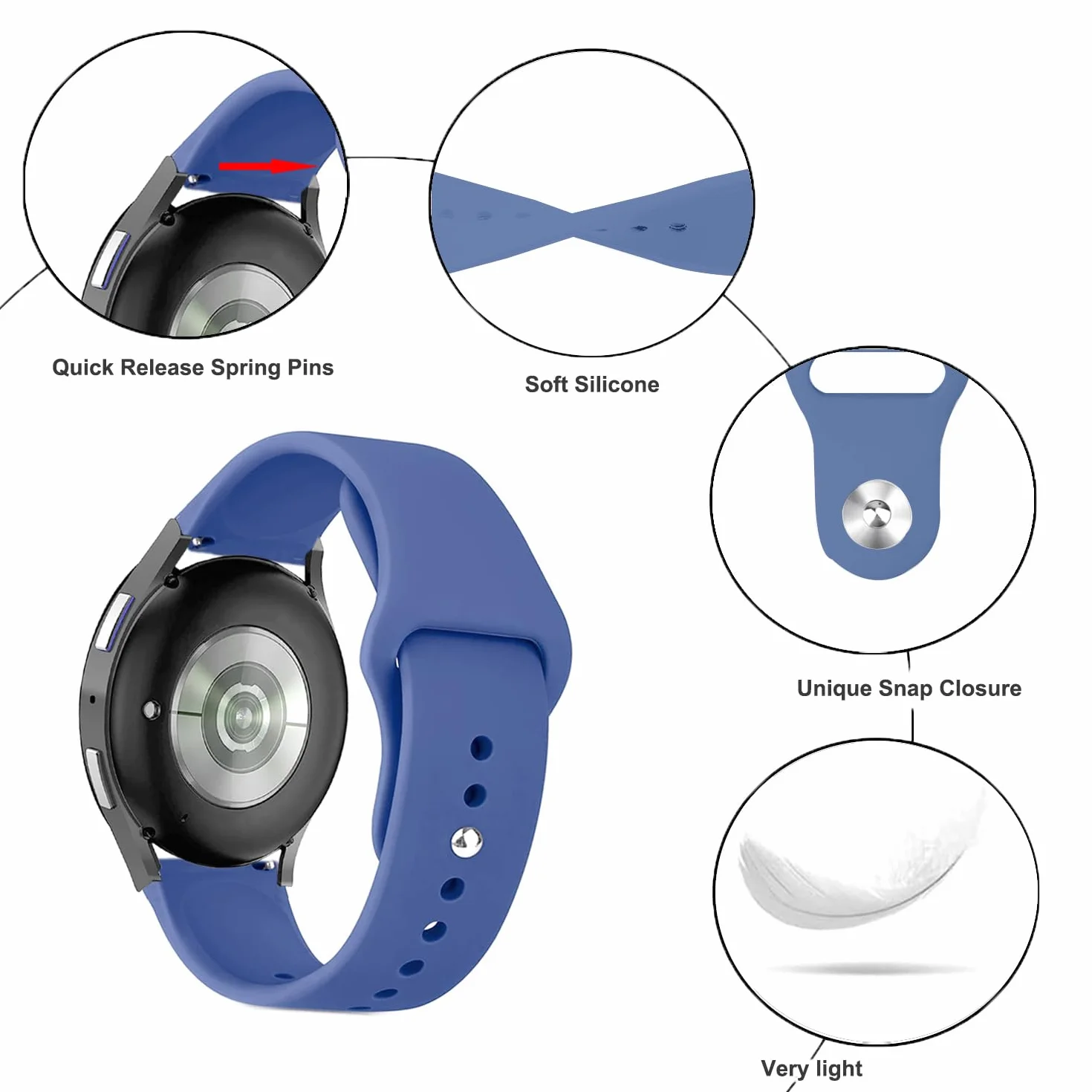 Issinlky Pasek z miękkiego silikonu, kompatybilny z 18MM 19MM 20MM 22MM, pasek sportowy do zegarka Kobiety Mężczyźni