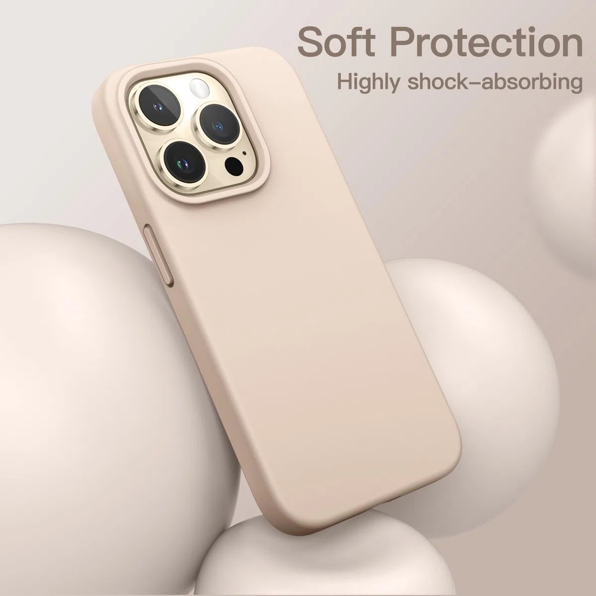 JETech Silikonowe Etui dla iPhone 14 Pro, Beż | Jedwabiście Miękki Dotyk, Ochrona przed Wstrząsami, Odporne na Zarysowania, Wyściółka z Mikrofibry