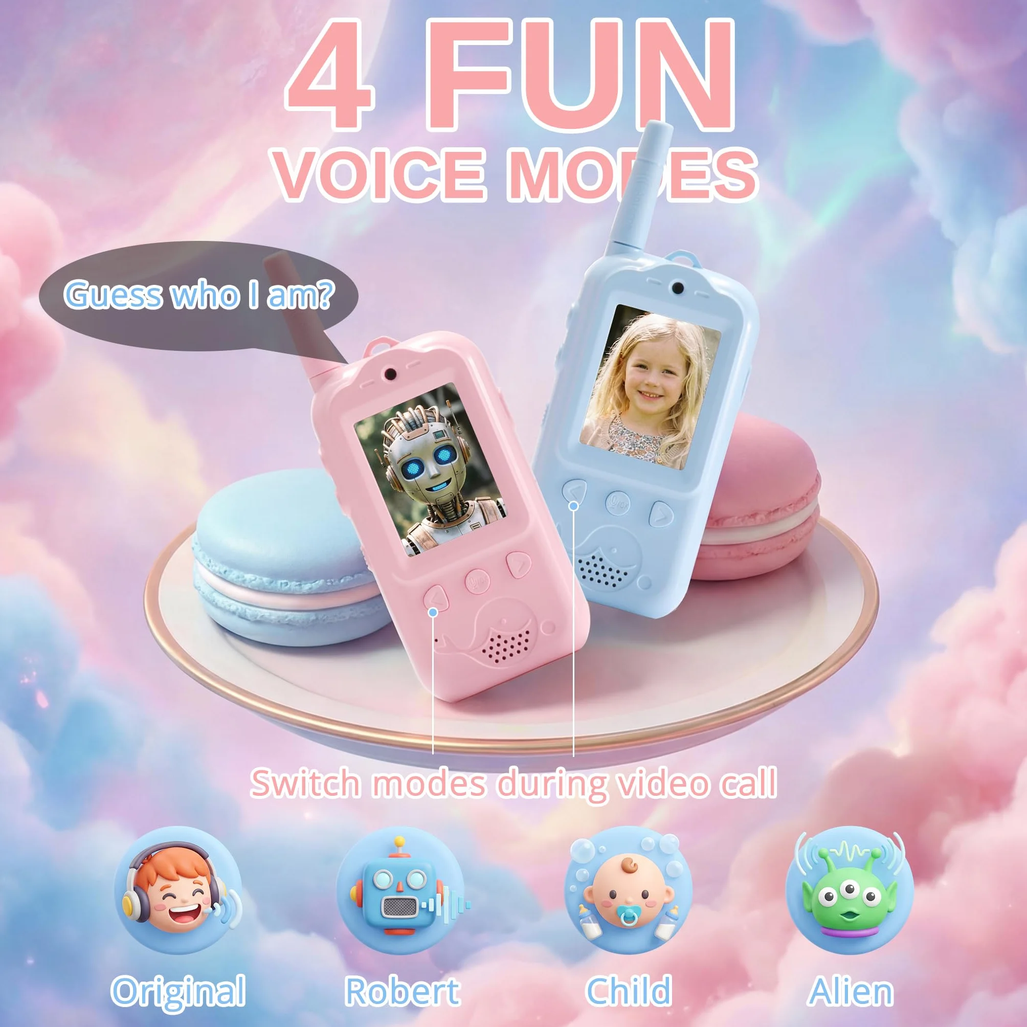 Radioddity KiddoTalk V1 Walkie Talkie dla dzieci, akumulatorowy interkom radiowy, 2 sztuki