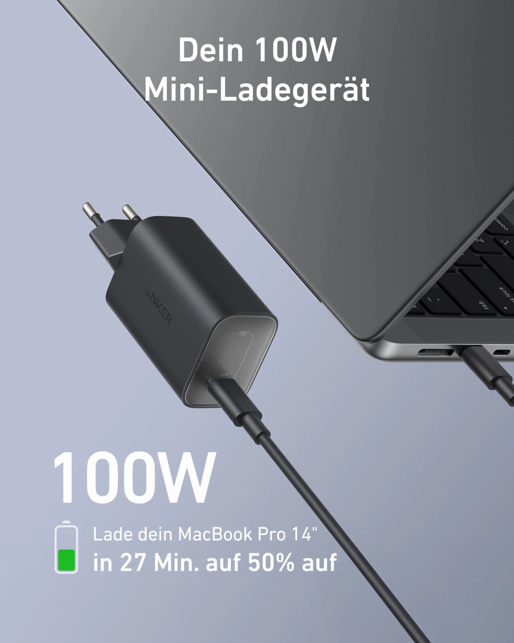 Anker Ładowarka USB-C Nano 100 W do MacBooka, iPada, iPhone'a, Galaxy z kablem 1,8 m