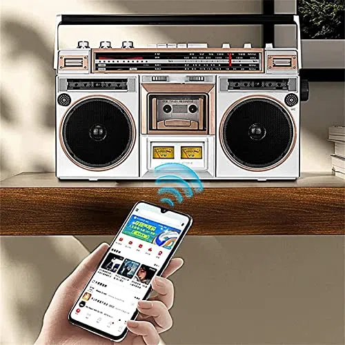 Boombox Bluetooth z płytą CD, odtwarzaczem taśmowym, radiem FM/DAB+, nagrywaniem USB, idealny dla miłośników muzyki nostalgicznej i spotkań rodzinnych