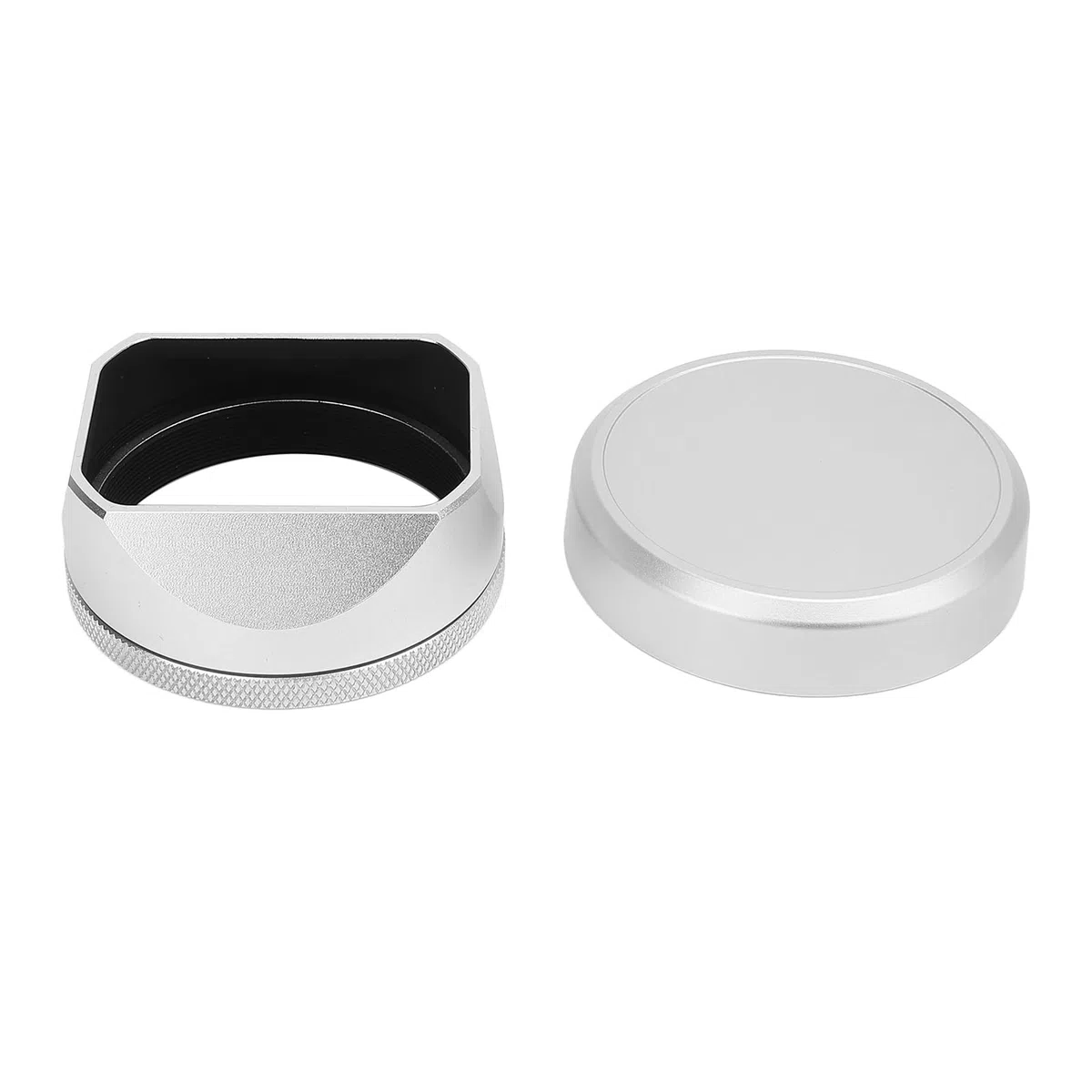 Alomejor Osłona Obiektywu Aparatu Kwadratowy Metalowy Klosz do X100VI X100V X100F X100T X100S X70 z osłoną Obiektywu Srebrny 1 Sztuka