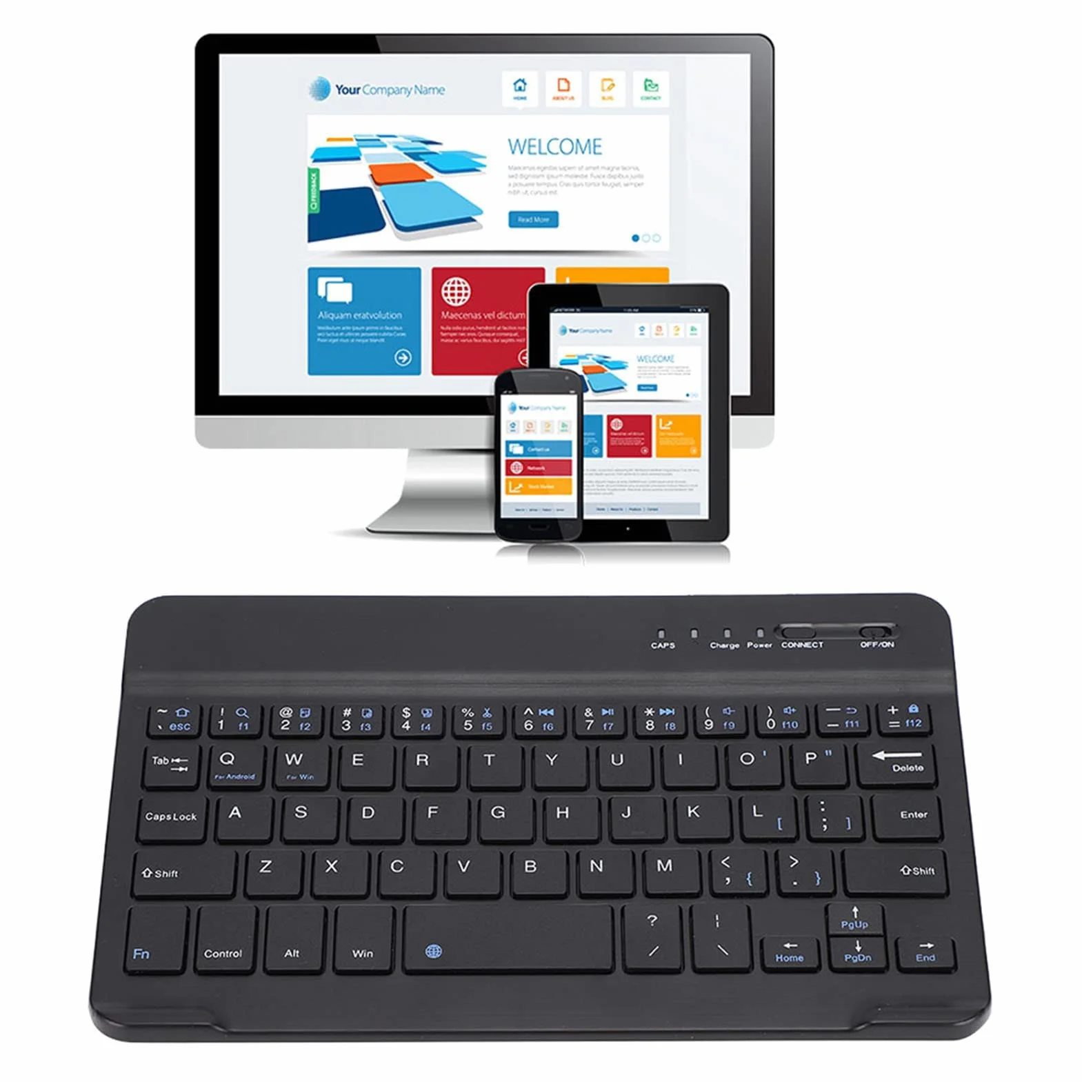 Slim Light Bezprzewodowa Klawiatura dla Androida IOS WIN Czarna z przenośną i ultracienką konstrukcją, Kompatybilna ze Smartfonem, Tabletem, Laptopem i Komputerem Stacjonarnym