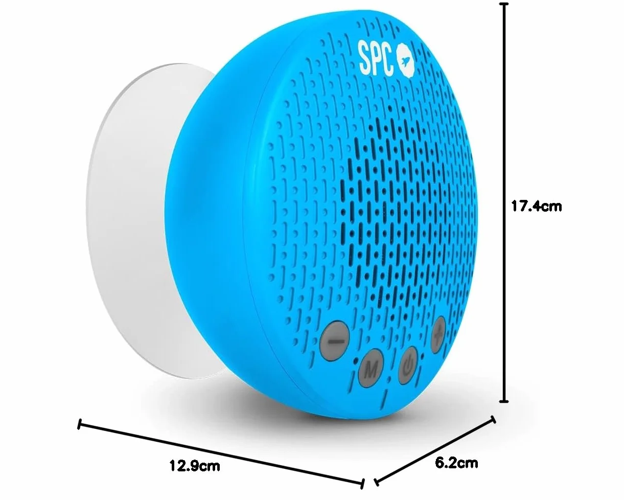 SPC Splash 2 Bezprzewodowy głośnik Bluetooth 5.0 do prysznica z przyssawką IPX5, radio FM, zestaw głośnomówiący, mikrofon, niebieski