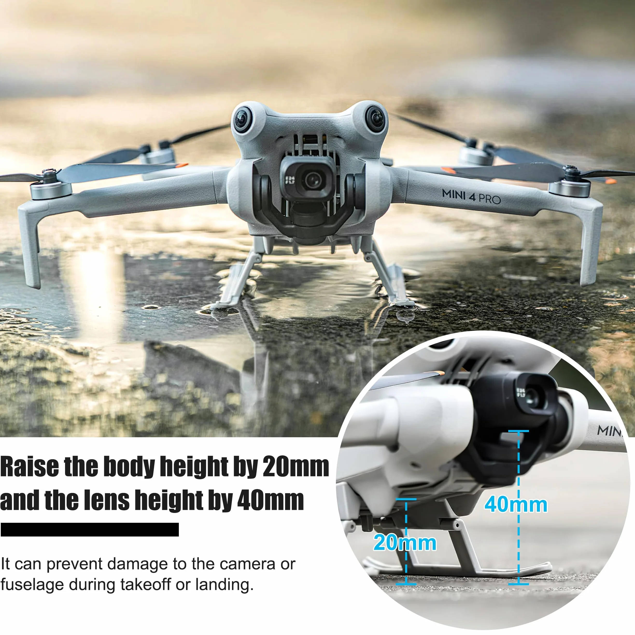 Noga podwozia kompatybilna z DJI Mini 4 Pro przedłużony składany dron narzędzia do lądowania Mini 4 Pro Drony szary