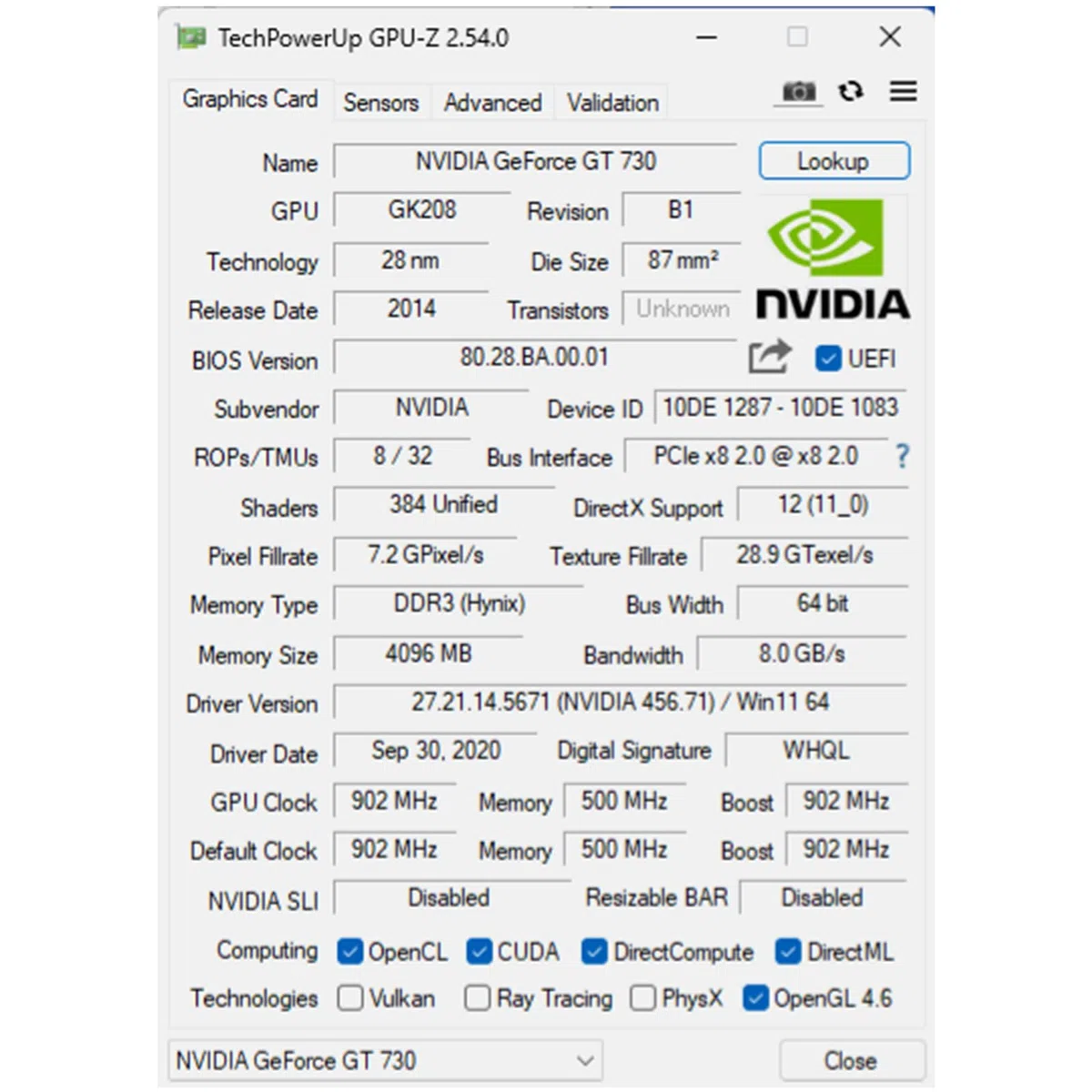 QTHREE GeForce GT 730 karta graficzna 4 GB 64-bitowa DDR3, 2x HDMI, VGA, DP, komputerowe karty wideo do gier PC, PCI E x8 2.0, obsługa 4 monitorów, Win11, DirectX 12, niskoprofilowa, (NVIDIA GeForce