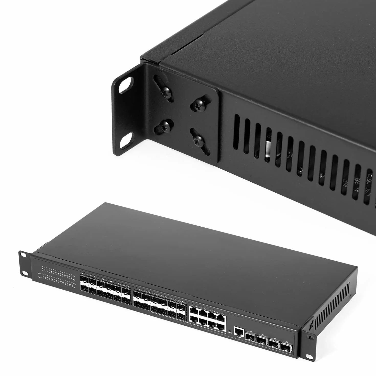 MokerLink Zestaw montażowy do przełączników 43,9 cm regulowany odstęp 14-29 mm kompatybilny Cisco NETGEAR Dell D-Link