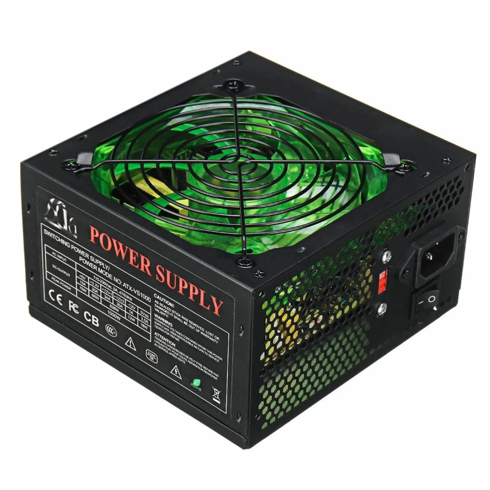 Zasilacz 1000 W 120 mm wentylator LED 24-pinowy PCI SATA ATX 12 V zasilacz komputerowy do obudowy komputera PC