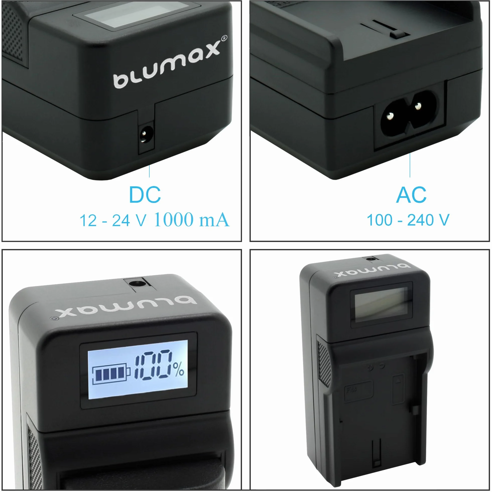 blumax Szybka ładowarka do akumulatorów Nikon EN-EL15c EN-EL15b EN-EL15a EN-EL15 - ładowarka jest kompatybilna z - Nikon D500 D850 D7500 Z8 Z7 II Z6 III Z5 Zf