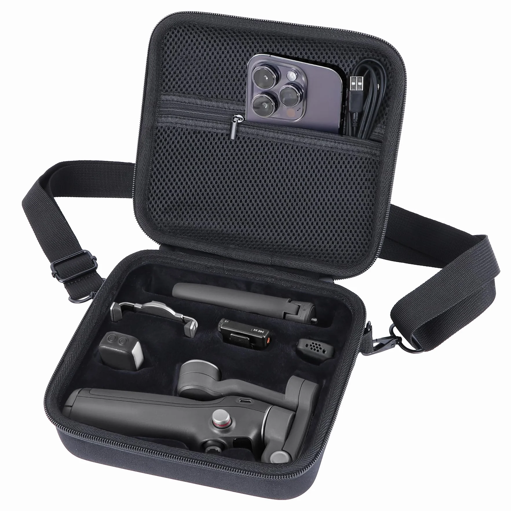 Twarde etui ochronne kompatybilne ze stabilizatorem DJI Osmo Mobile 7P / 7 Gimbal dla iPhone'a, Androida, Czarny, Etui