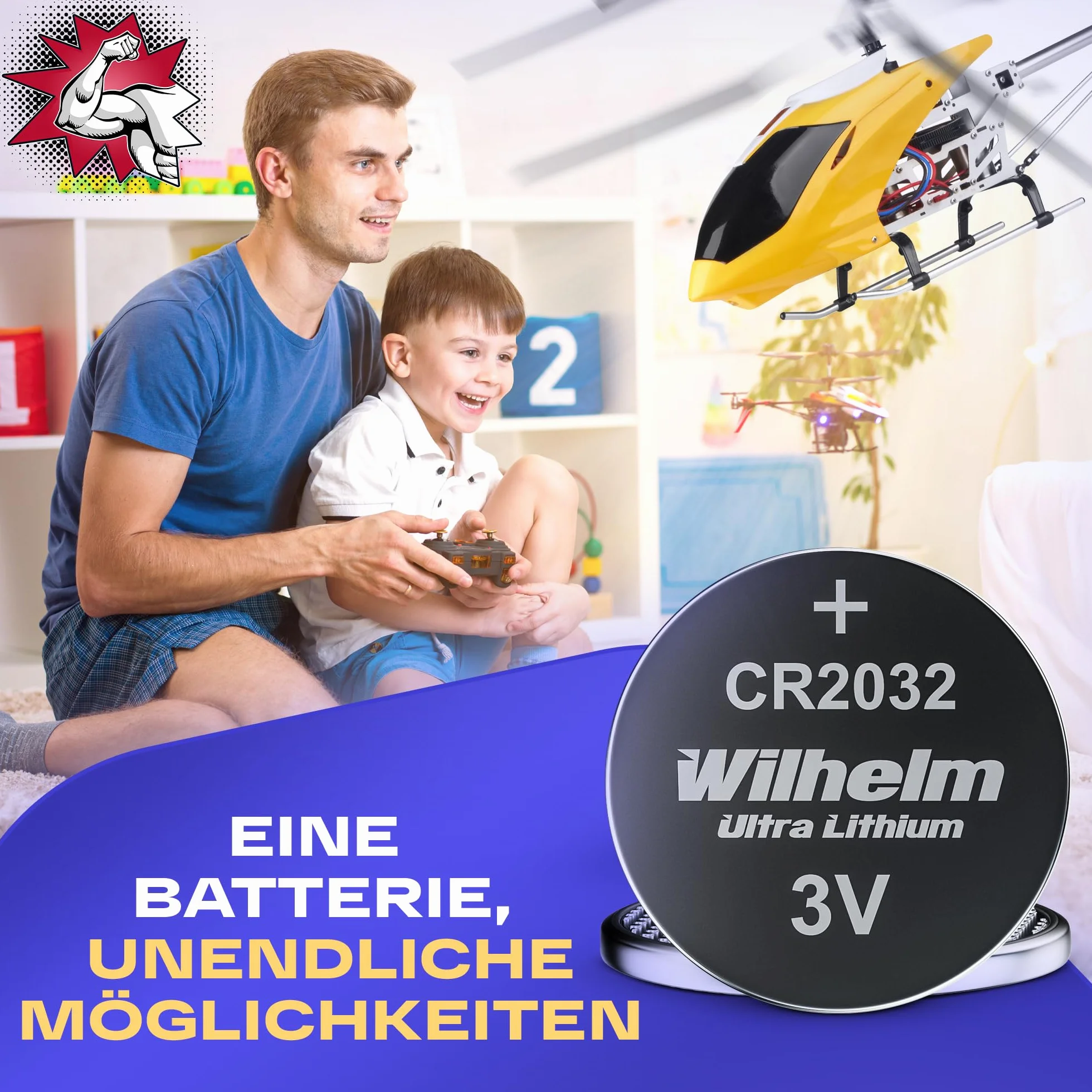 75 x litowa bateria guzikowa CR2032 Wilhelm 3 V, towar przemysłowy
