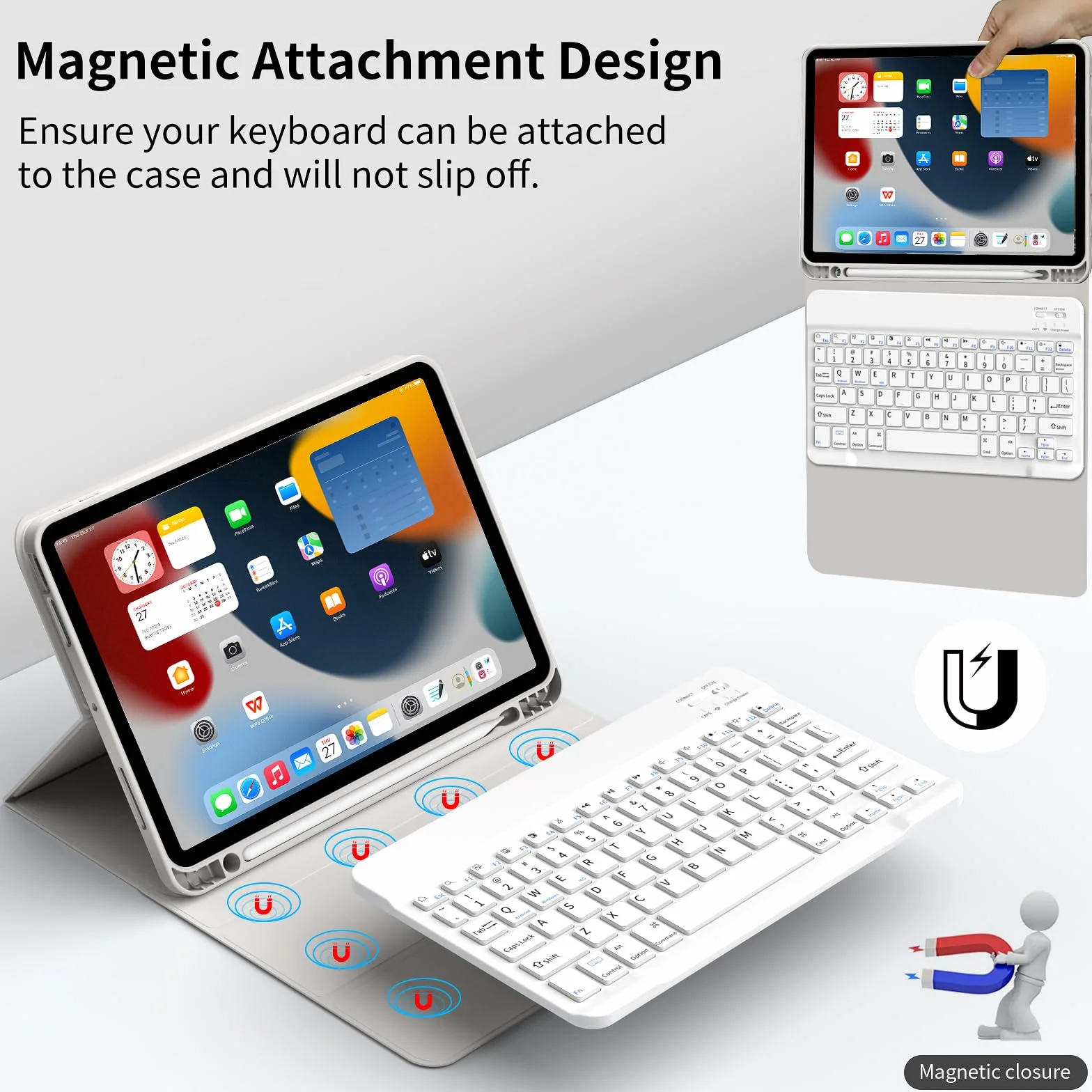 Etui na klawiaturę do iPad Air 11" (M2) 2024, iPad Air 5. Gen 2022/4. Gen 2020 10,9", Bluetooth QWERTZ, Szary
