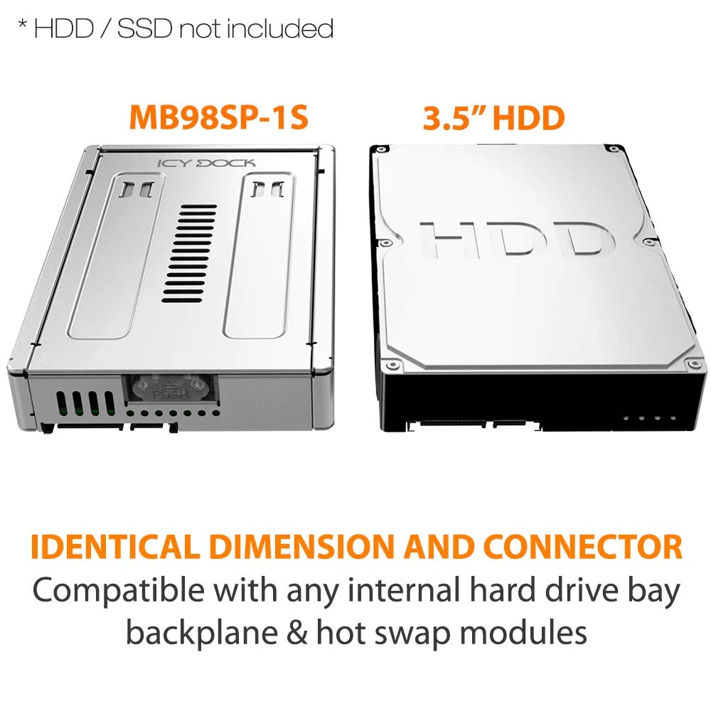 2,5 cala (6,4 cm) do 3,5 cala (8,9 cm) konwerter SATA SSD/HDD - w całości z metalu - Icy Dock EZConvert Pro MB982SP-1S