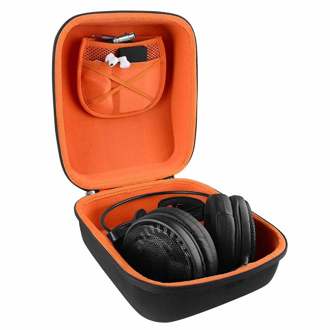 Etui na słuchawki Geekria Shield kompatybilne z Audio-Technica ATH-R30/R50x/AD900X/AD500X/R70X i więcej, zamienny pokrowiec podróżny z twardą skorupą z przechowywaniem kabli (Czarny)