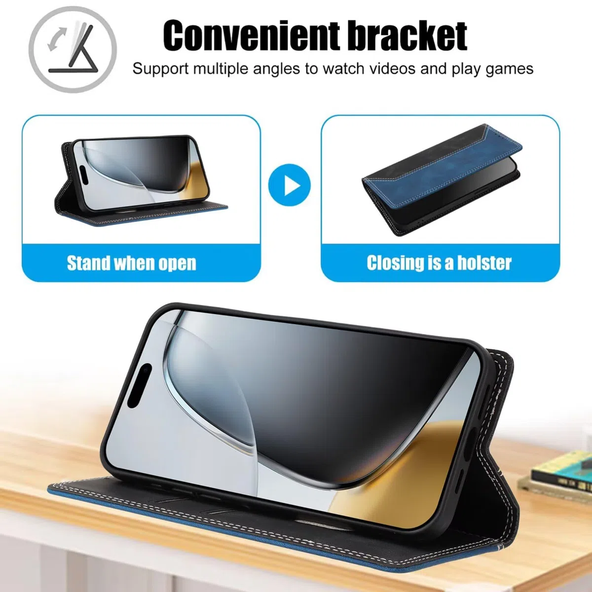 SEAHAI Etui do Motorola Edge 60 Neo/Edge 50 Neo/ThinkPhone 25, etui ochronne ze skóry PU, pokrowiec na karty, odporny na wstrząsy portfel z blokadą RFID/magnetyczną klapką, ciemnoniebieski