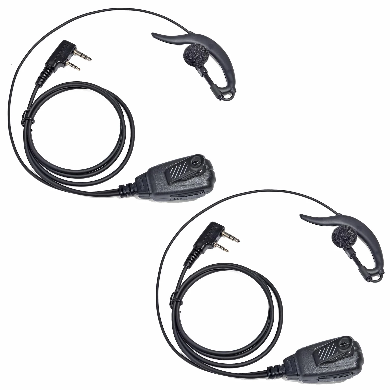 Słuchawki radiowe kompatybilne z Retevis Baofeng UV5R Kenwood TK250 Walkie Talkie Headset z PTT i mikrofonem (czarny G, 2 sztuki)