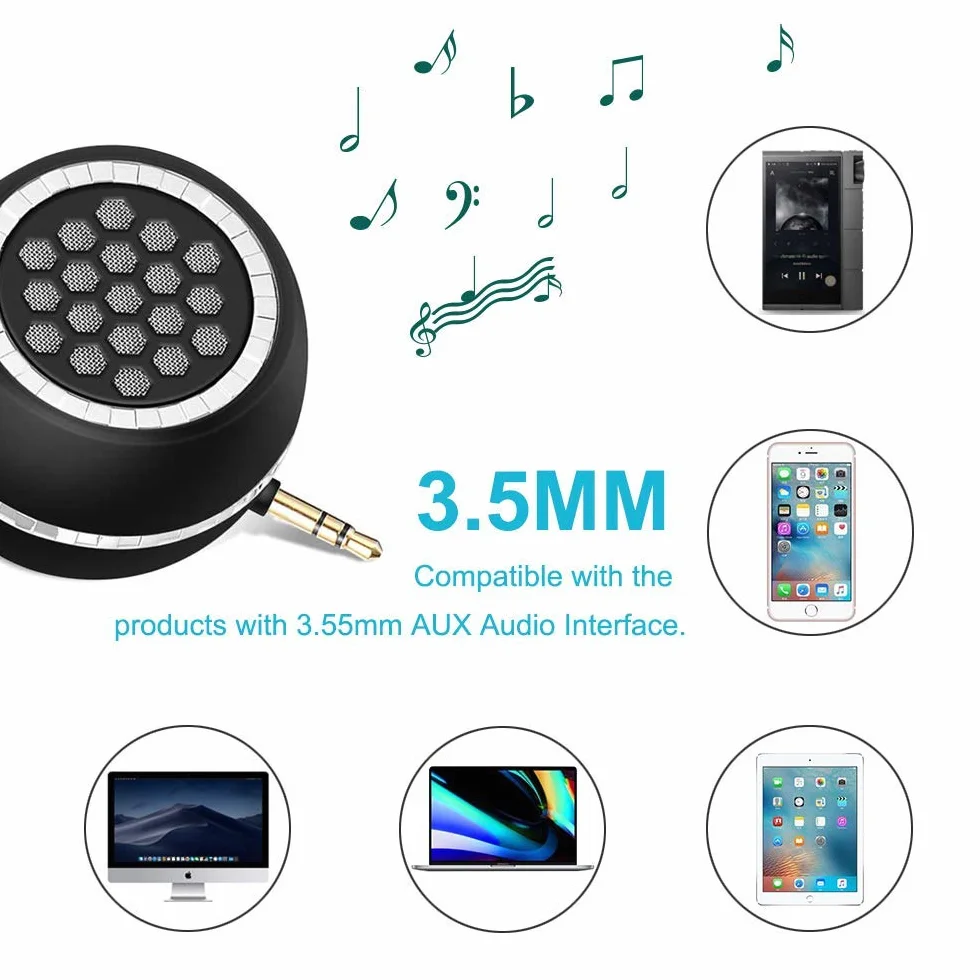 Mini przenośny głośnik, 3 W głośnik liniowy do telefonu komórkowego z interfejsem audio AUX 3,5 mm do smartfona/tabletu/komputera