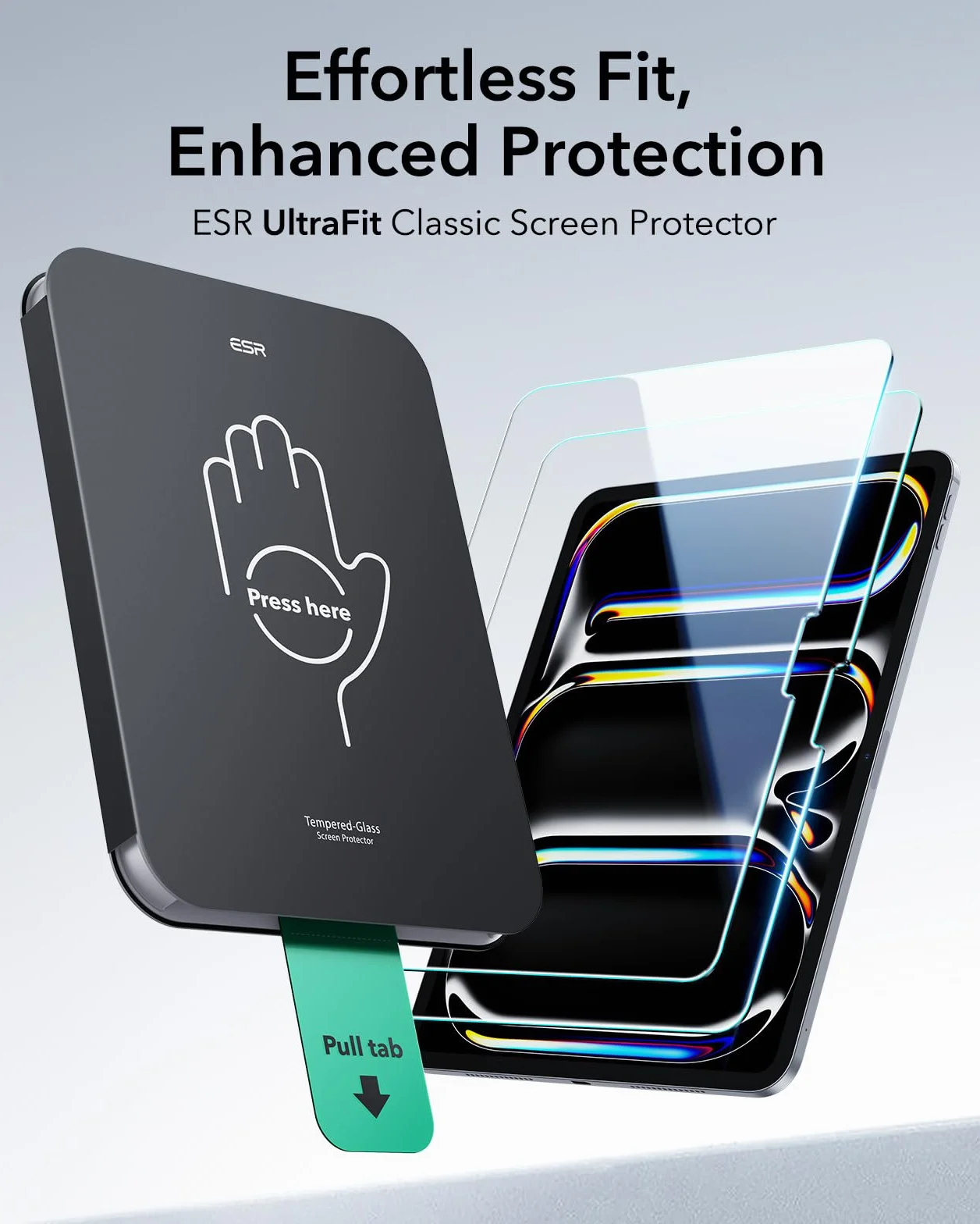 ESR 2 sztuki folia ochronna dla iPad Pro 13 cali M5/M4 (2025/2024), ochrona wyświetlacza z ultrapasującą podstawą, twardość 9H, odporna na zarysowania, HD klarowność, bez kurzu i pęcherzyków, wsparcie