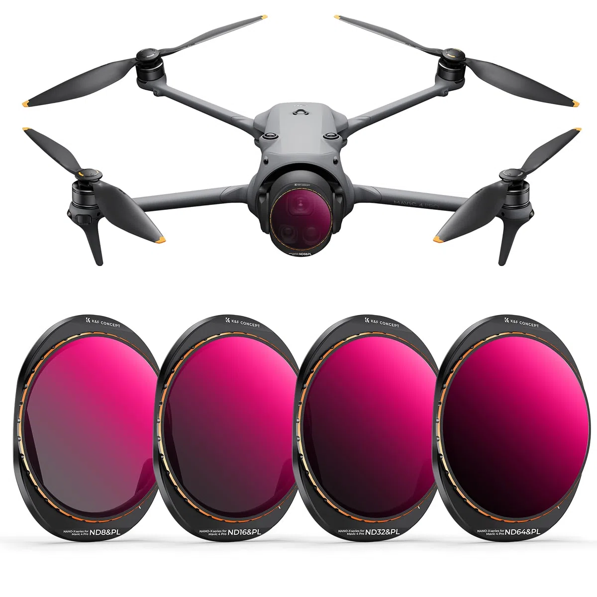 K&F Concept Filtry kompatybilne z DJI Mavic 4 Pro, ND8&PL,ND16&PL, ND32&PL, ND64&PL, szkło optyczne z 28-warstwowym zestawem filtrów HD