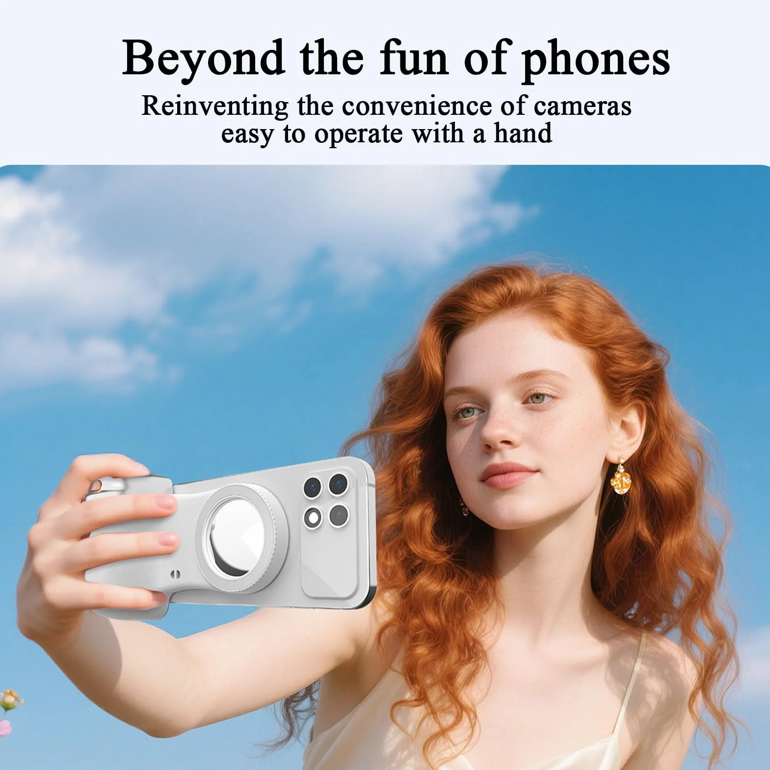 Magnetic Phone Camera Rotatable Selfie Attachment LED Light Selfie Handle Adjustable Grip Stable Magnetic Mount Vlogging Photography Travel Studio Home Recording Tool