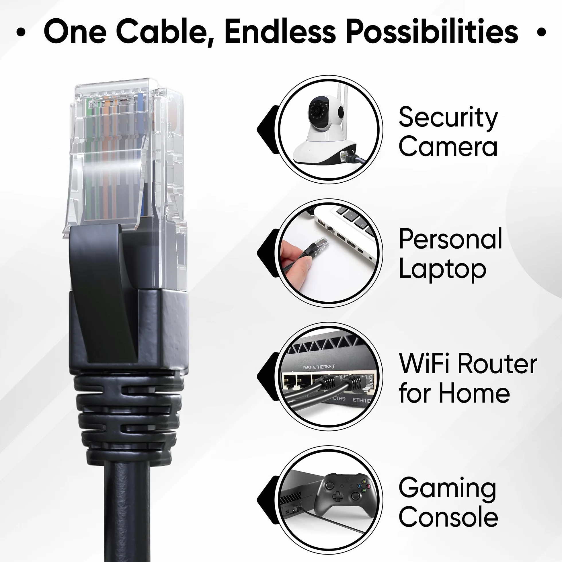 Mr. Tronic Zewnętrzny wodoodporny kabel Ethernet Cat 6 30 m, kabel sieciowy Ethernet o wysokiej prędkości LAN ze złączami RJ45, kabel internetowy Cat6, kabel krosowy ADSL AWG24, kabel UTP CCA (30 m,