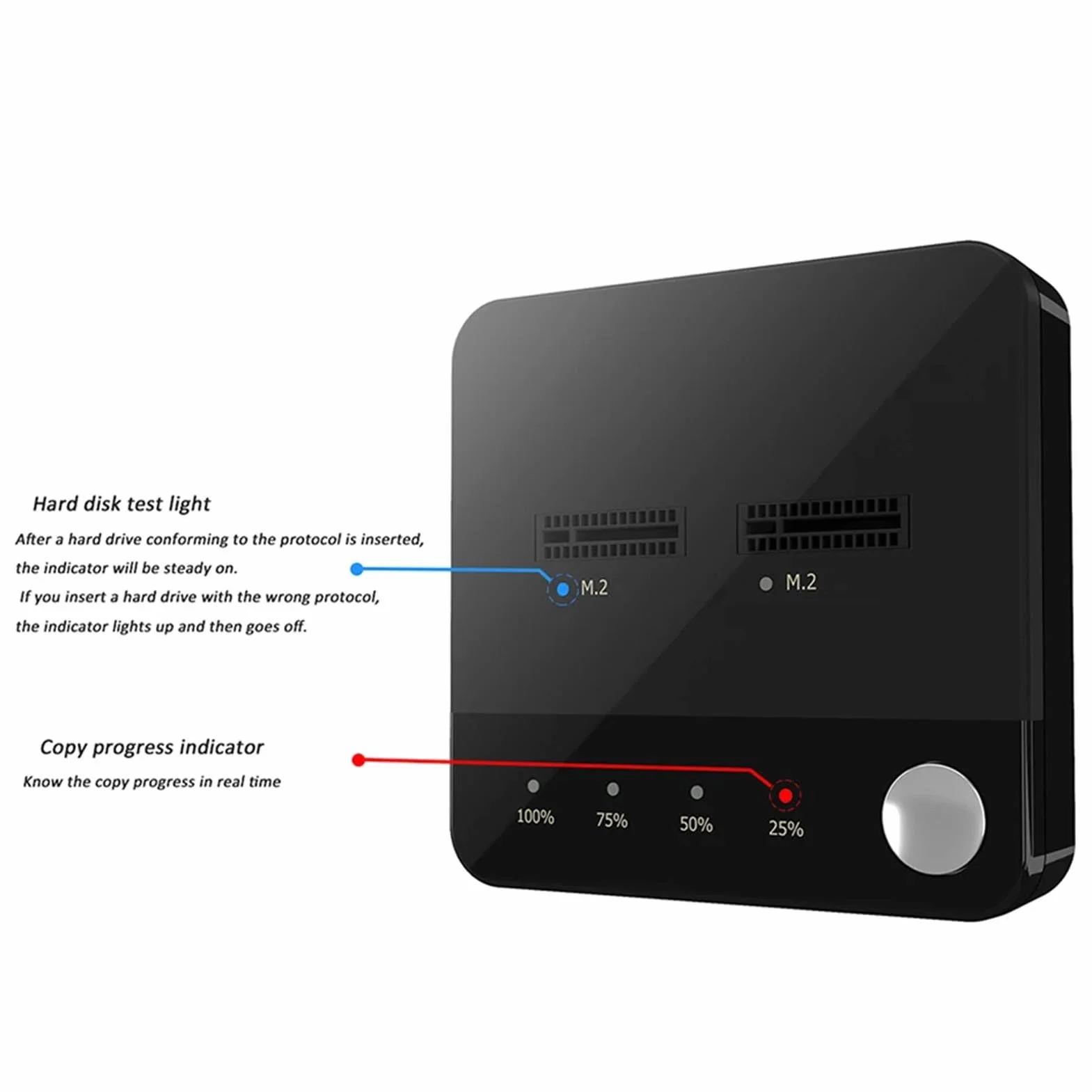 Kloner Duplikatora M.2, 20 Gb / S Seryjna ATA Dual Bay do Stacji Dokującej NVME, M.2 Dial SSD Obudowa, M2 Wsparcie w Trybie Offline UASP i Wykończenie UASP i Wykończenie