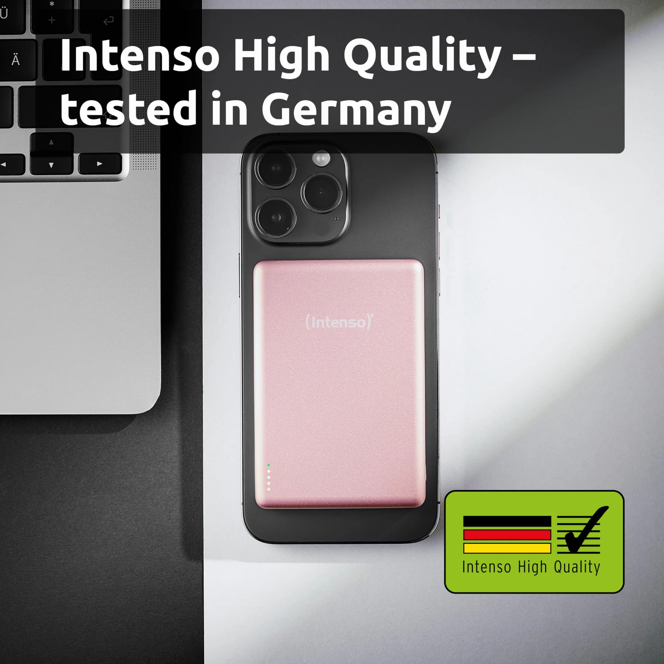 Intenso MW10000 magnetyczny powerbank 10 000 mAh – kompatybilny z MagSafe, bezprzewodowe ładowanie 15 W, USB-C PD 20 W, do iPhone i Android – sprawdzony w Niemczech – różowy