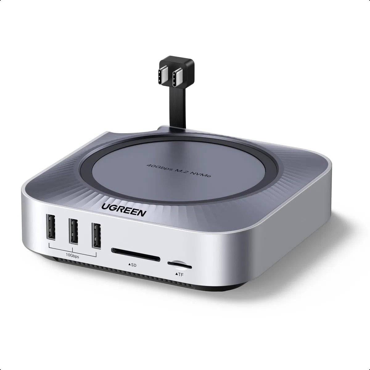 UGREEN Mac mini M4 Dock 40 Gb/s M.2 NVMe SSD, 5 portów USB 10 Gb/s, stacja dokująca z HDMI (8K@30Hz maks.) do dwóch wyświetlaczy, SD/TF 4.0 i 3,5 mm Aux – kompatybilna z Mac mini M4/M4 Pro | 10 portów, z obudową M.2 NVME SSD, HDMI 8K 30Hz Max, 5 USB 3.2 4