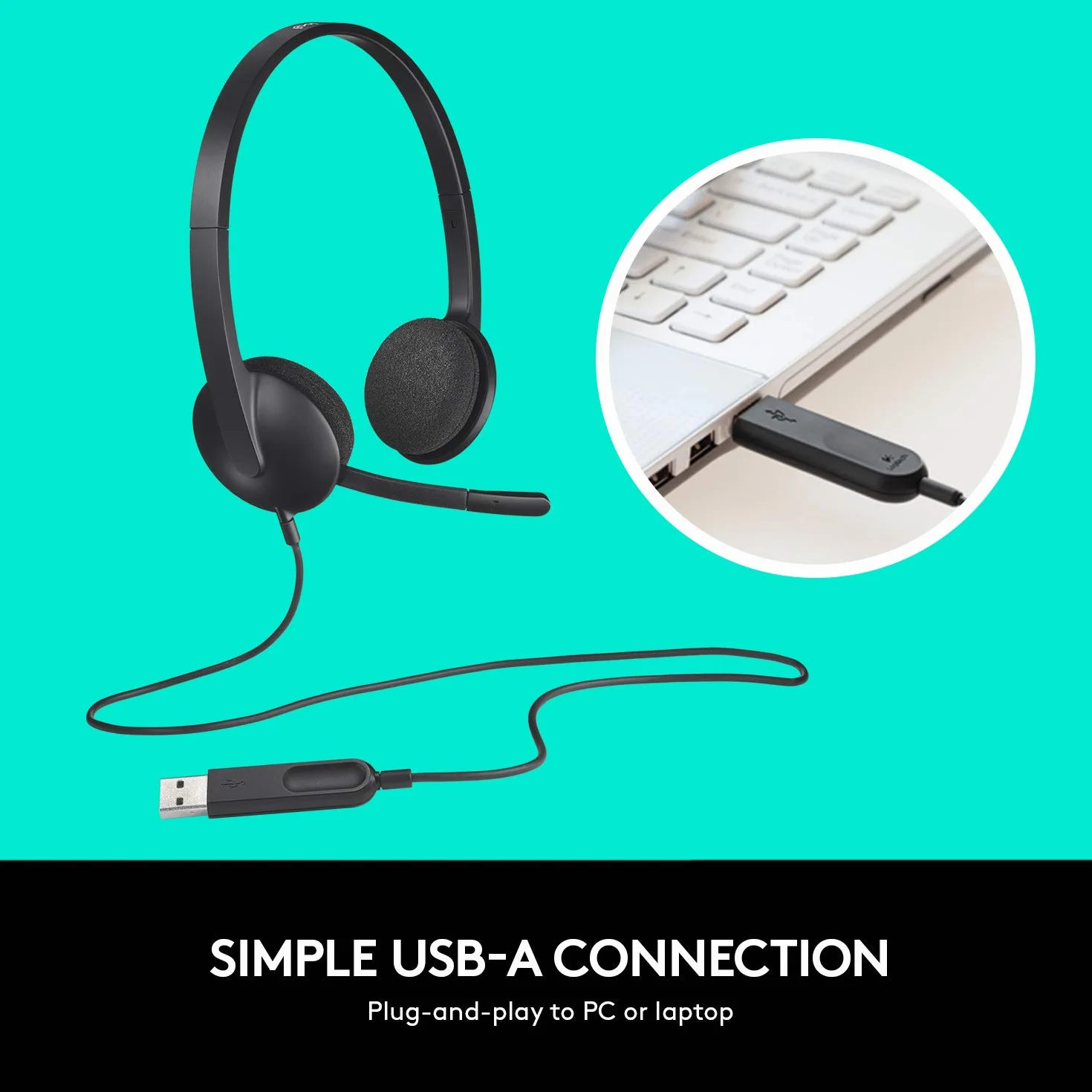 Logitech H340 USB Computer Headset Czarny