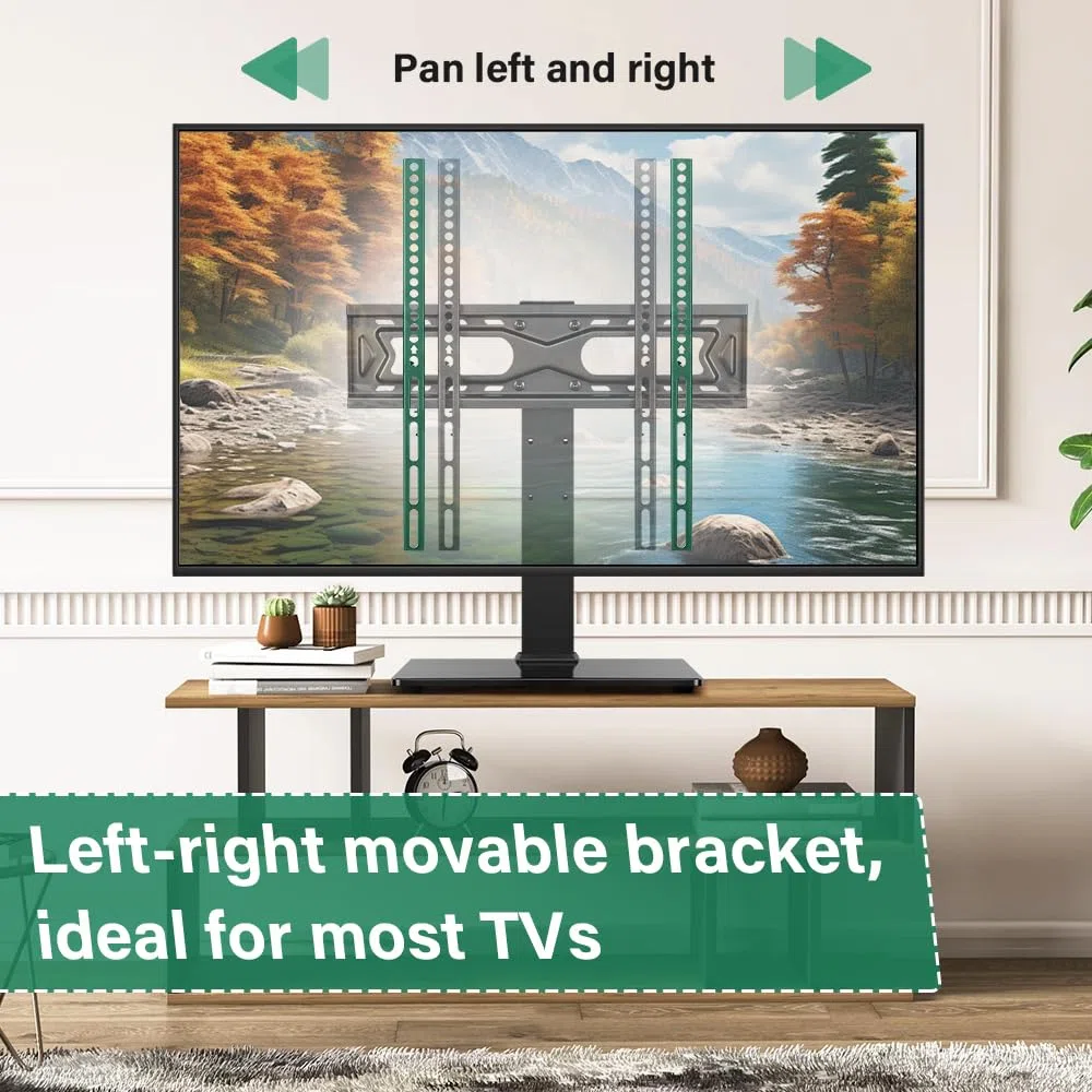 FURWOO Uniwersalny stojak na telewizor 27 do 65-calowych telewizorów LCD LED, 4-poziomowa regulacja wysokości, podstawa pod telewizor z podstawą ze szkła hartowanego, stojak na blat, Vesa, 400 x 400