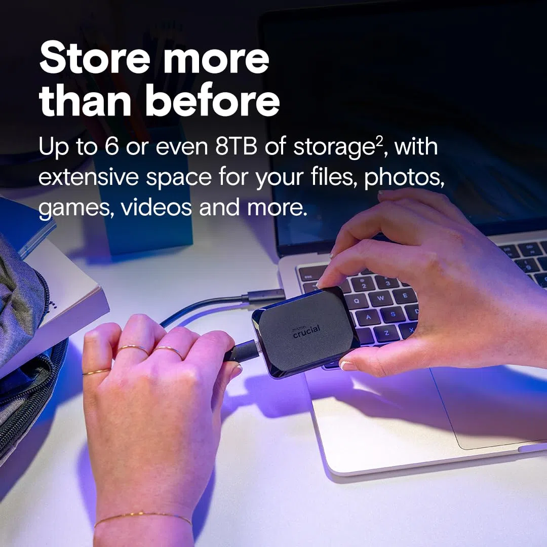 Crucial X10 Zewnętrzny przenośny dysk SSD 4 TB - do 2100 MB/s, USB-C 3.2 Gen2, IP65 odporny na kurz i wodę, zewnętrzny dysk półprzewodnikowy, czarny - CT4000X10SSD9C02