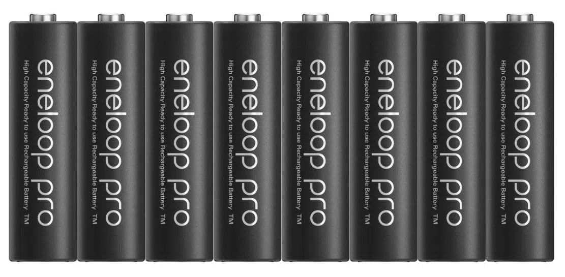 Eneloop pro akumulatory AA/Mignon, 8 sztuk (2 x 4 opakowania), pojemność min. 2500 mAh, akumulatory Ni-MH, gotowe do użycia, do 500 razy, opakowanie bez plastiku, pro, czarne