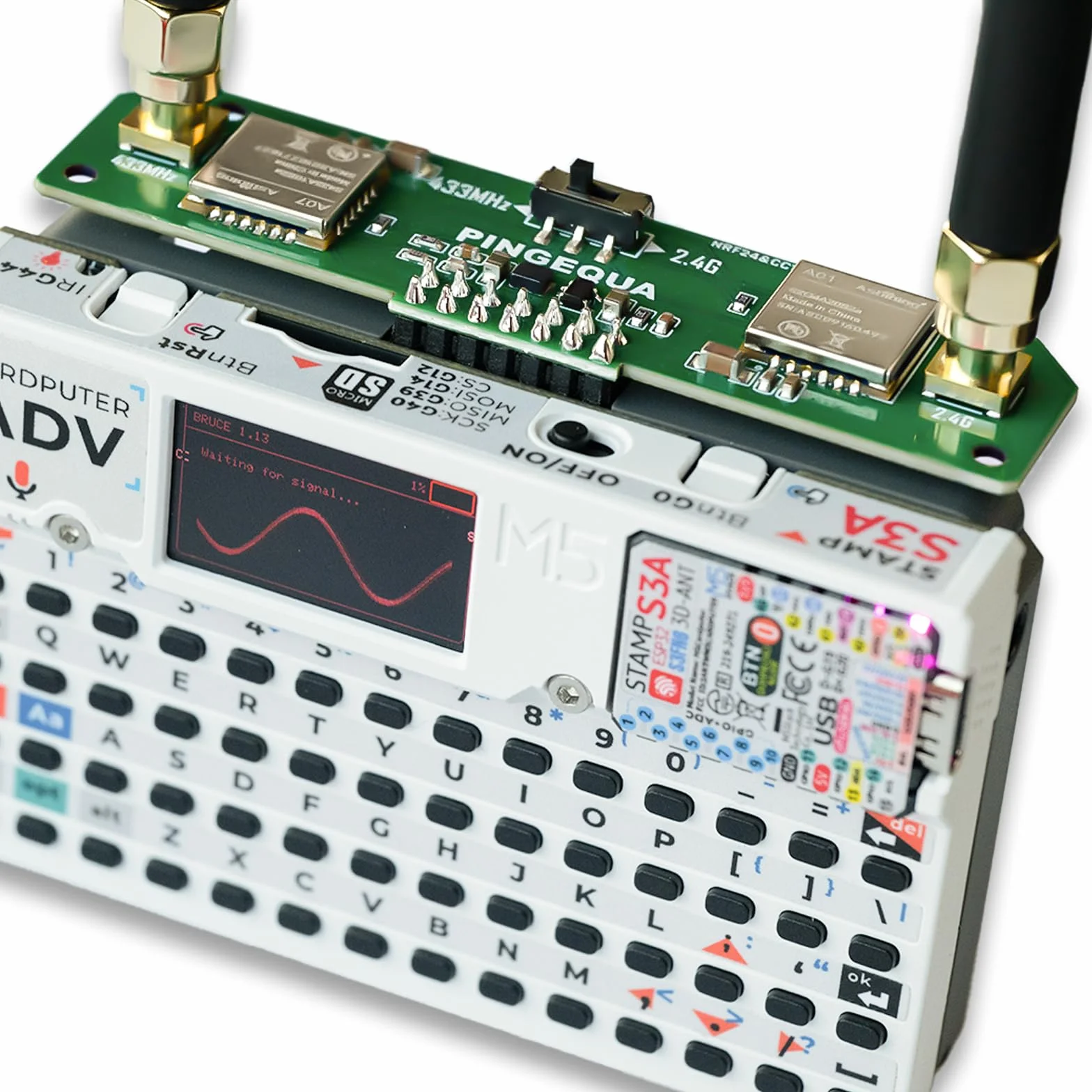 Płyta rozwojowa RF 2 w 1 do M5Stack Cardputer ADV, kompatybilna z NRF24 i CC1101, ulepszone filtrowanie mocy, stabilny moduł edukacyjny 2,4 GHz i 433 MHz (Cardputer nie jest dołączony)