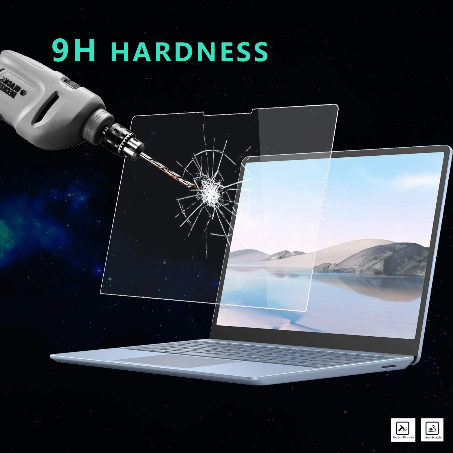 MEGOO [2-pak szklanych ochraniaczy ekranu do Surface Laptop Go 3 31.5 cm z 2023 r., twardość 9H / ultra przezroczyste szkło hartowane, kompatybilne z Microsoft Surface Laptop Go 2/1 (model 2013/1943)