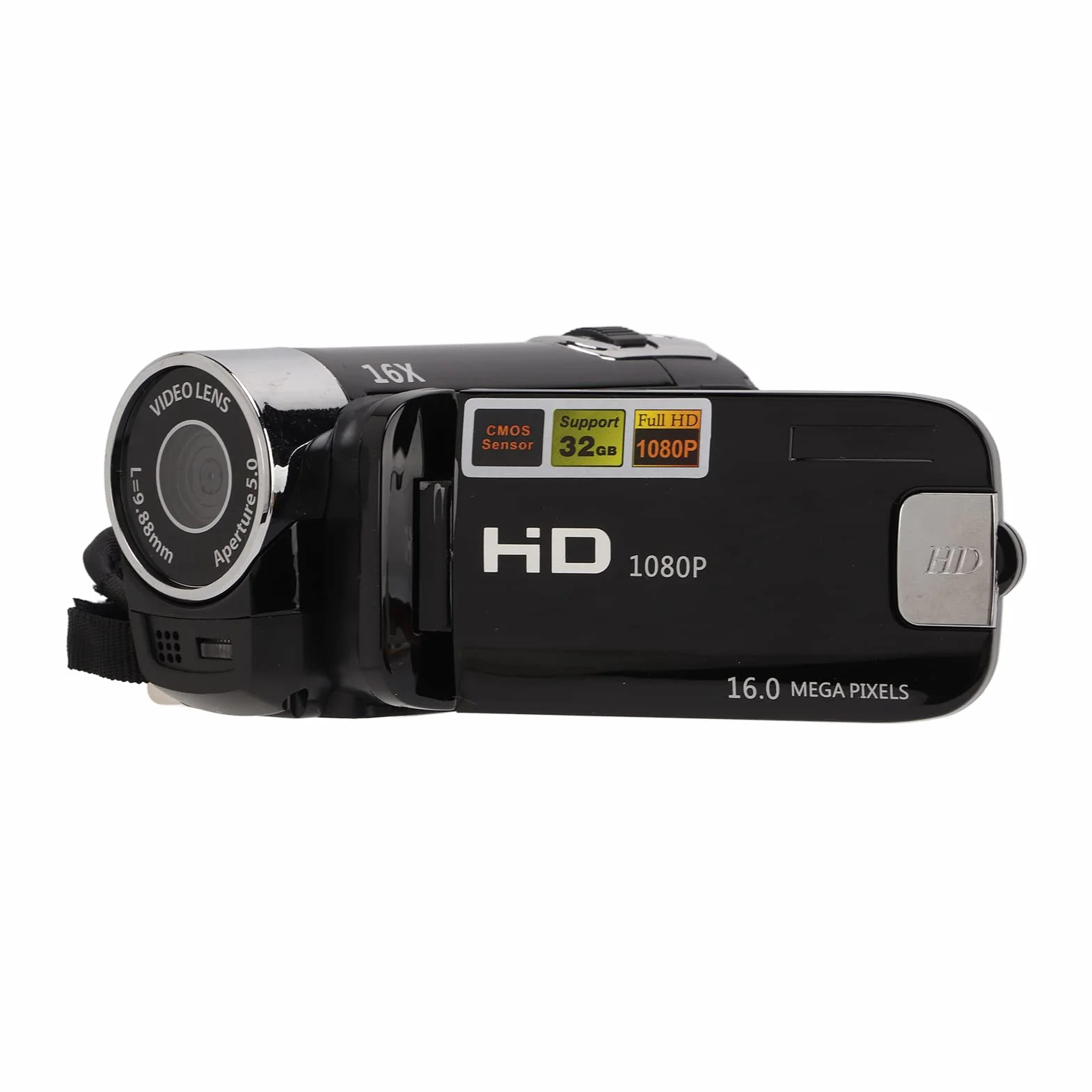 Greensen Kamera cyfrowa 4K 48 MP, 16 x zoom cyfrowy, 2,7", obracany o 270°, kamera wideo dla początkujących i dla początkujących (czarna)