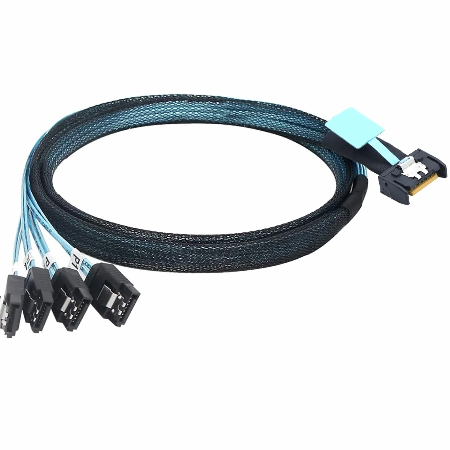 Mini SAS MCIO STR PCI-E 5.0 SFF-8654 Slimline SAS 4i 38Pin męski na 4X SATA żeński przedłużacz 0,8 m