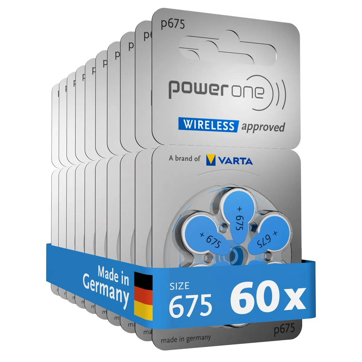Power One Powerone Zestaw 60 baterii do aparatów słuchowych bez rtęci Rozmiar 675