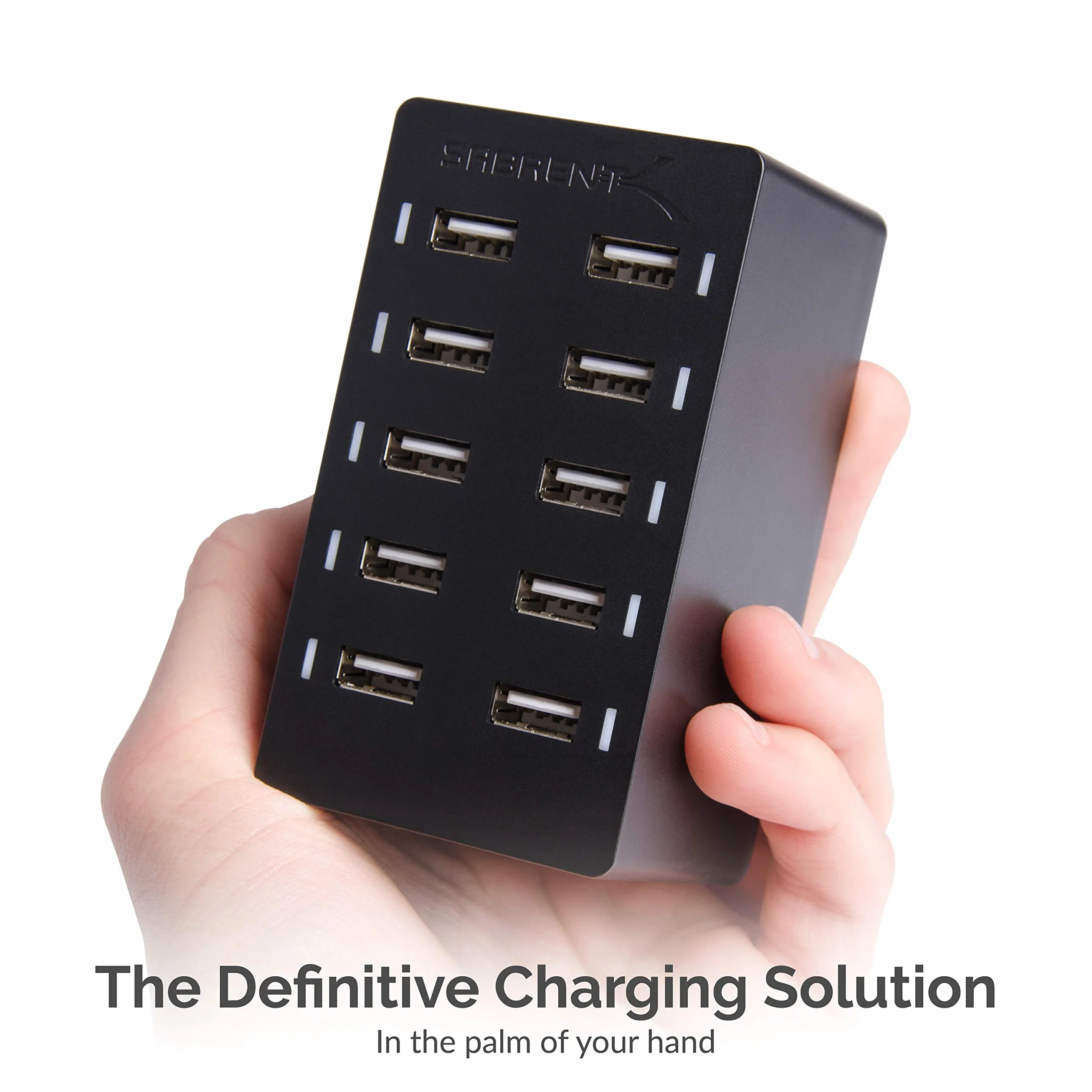 SABRENT Inteligentna ładowarka USB, 60 W, 10 portów, szybka ładowarka z zasilaczem, stacja ładująca Multi USB, ładowarka ścienna kompatybilna z produktami Apple i smartfonami, przenośnymi głośnikami