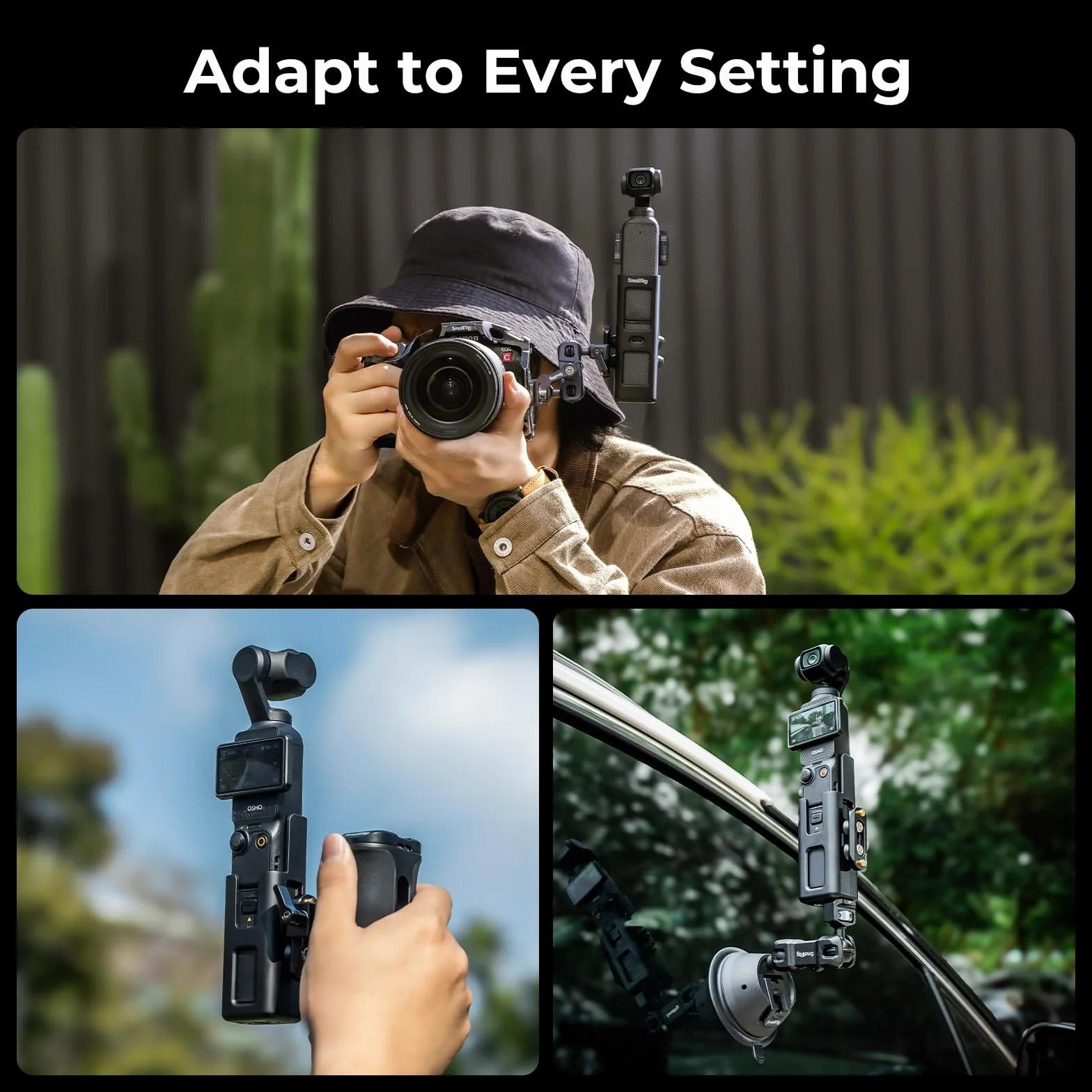 SMALLRIG Expansion Adapter do DJI Osmo Pocket 3, klatka ochronna, gwint 1/4"-20, mocowanie NATO