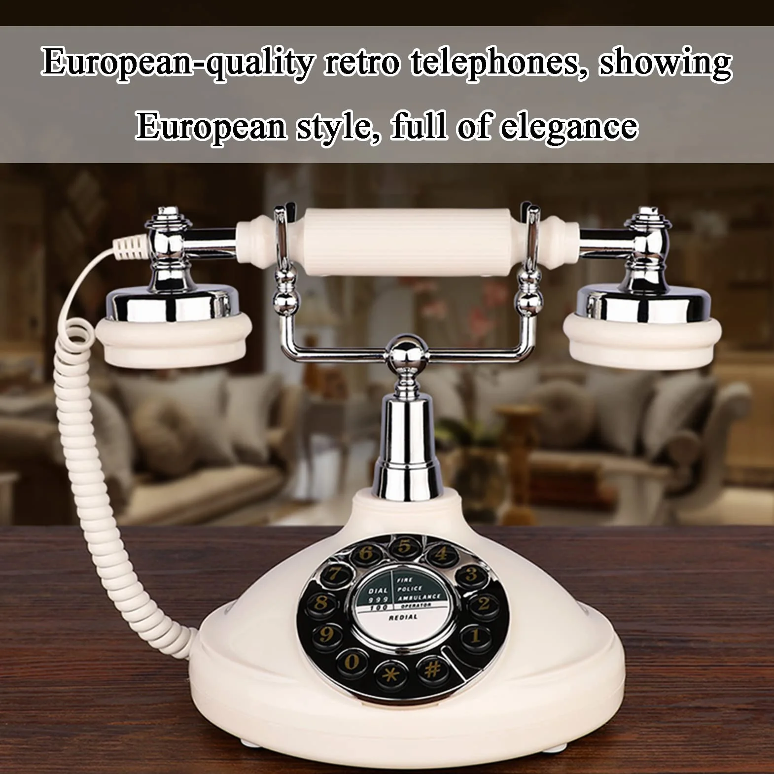 Europejski telefon retro Telefon stacjonarny Home Office Amerykański Antyczny Kreatywny Modny Retro Dzwonki(Button)