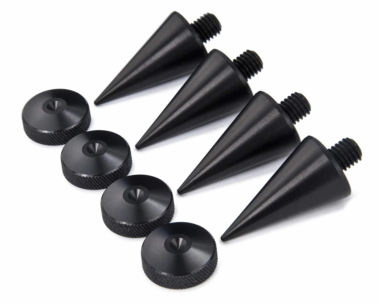 Kolce Głośnikowe Duże M8 x 15mm L-37mm Aluminium Czarne 4 sztuki