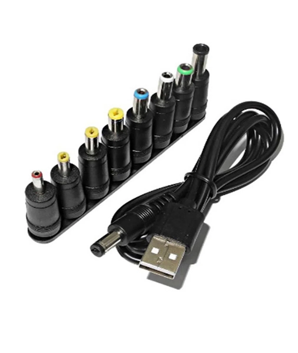 Kabel USB do DC 5,5 x 2,1 mm 8 w 1 Wymienny konwerter wtyczki