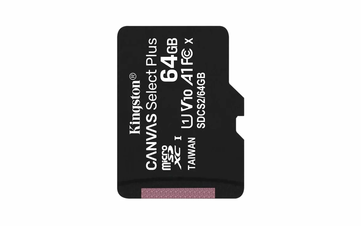Kingston Canvas Select Plus SDCS2/64GB-3P1A Karta Pamięci Microsd, Czarny, 64 GB