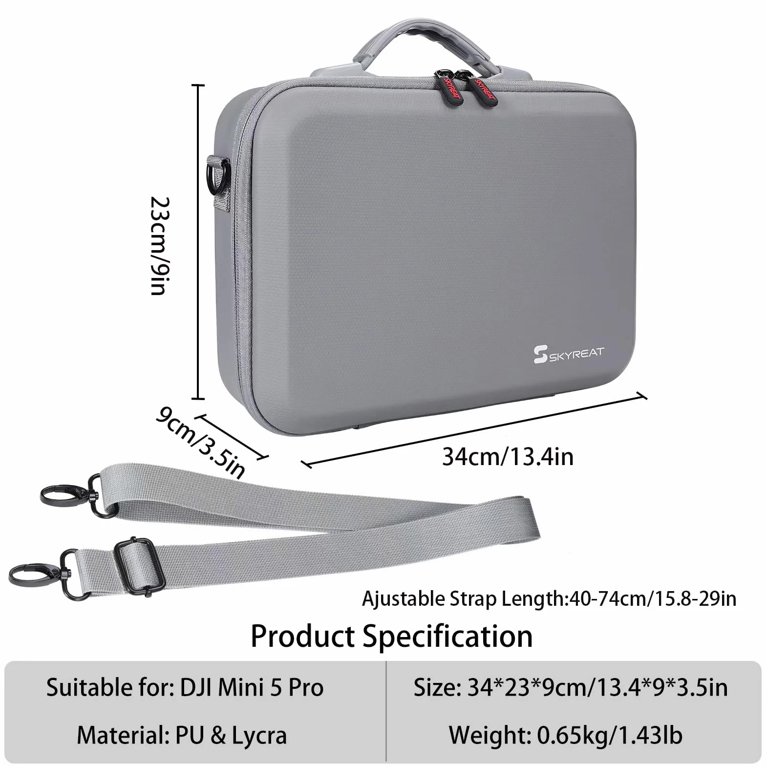 SKYREAT Mini 5 Pro RC, przenośna torba do przechowywania ze skóry PU, futerał do DJI Mini 5 Pro Fly More Combo Drone RC 2