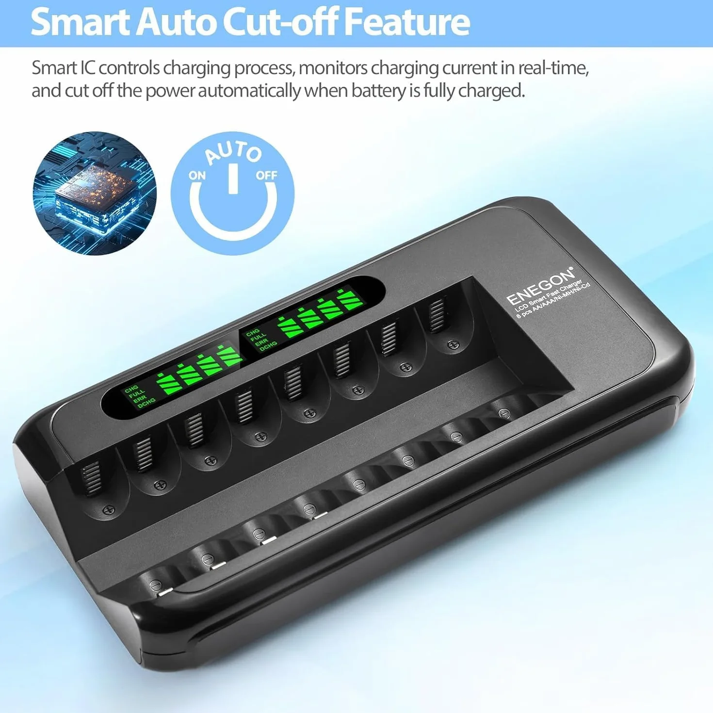 8 Slot Battery Charger, czarna